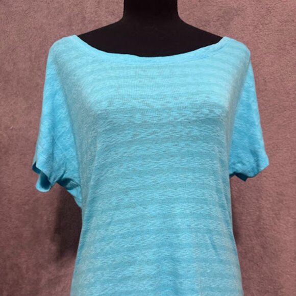 L.L. Bean Short Sleeve Scoop Neck Striped Tee - Picture 2 of 4